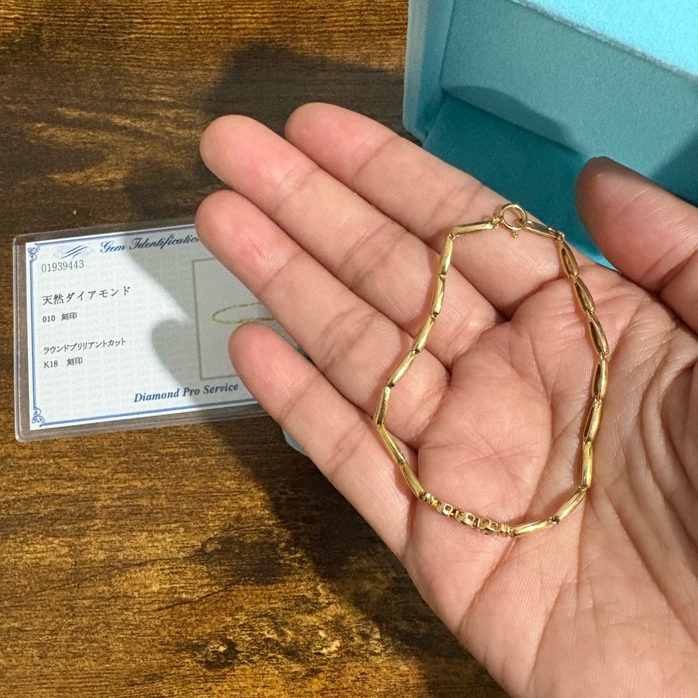 K18 18K Real Gold Japan Bracelet with natural diamonds and CERT